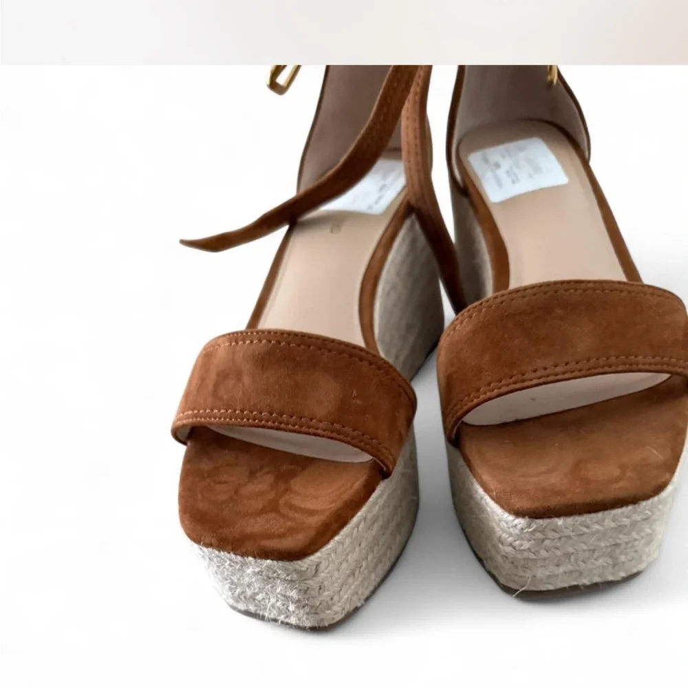 Veronica Beard Tan Wedge Sandals